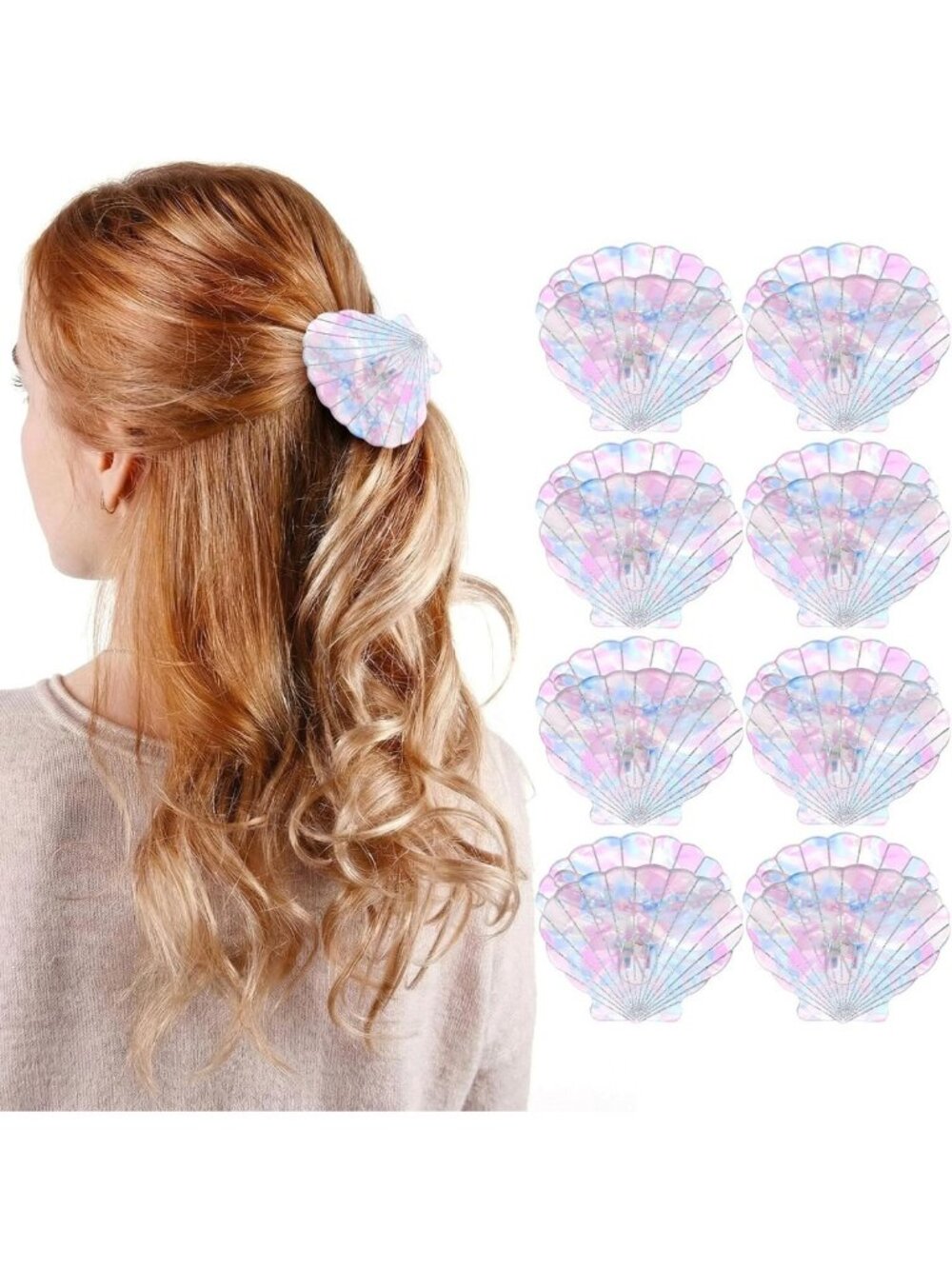 8 Pcs Seashell Hair Clips Set | Stylish Claw Clips for Women | Beachy